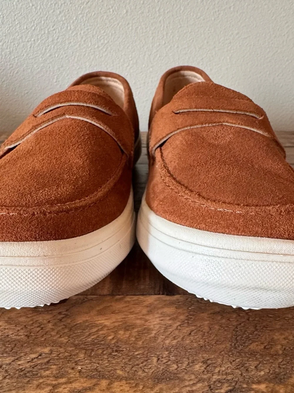 Patina Women's Boardwalk Suede Penny Loafers in Rust/Copper